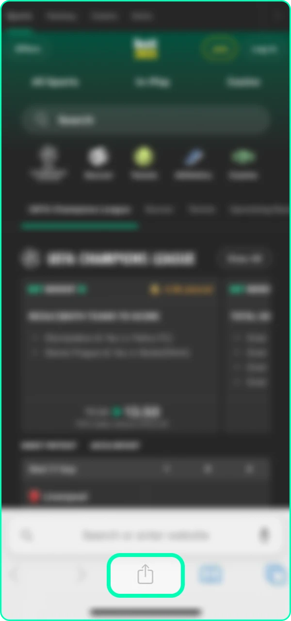 Click on the Safari browser icon labelled share.