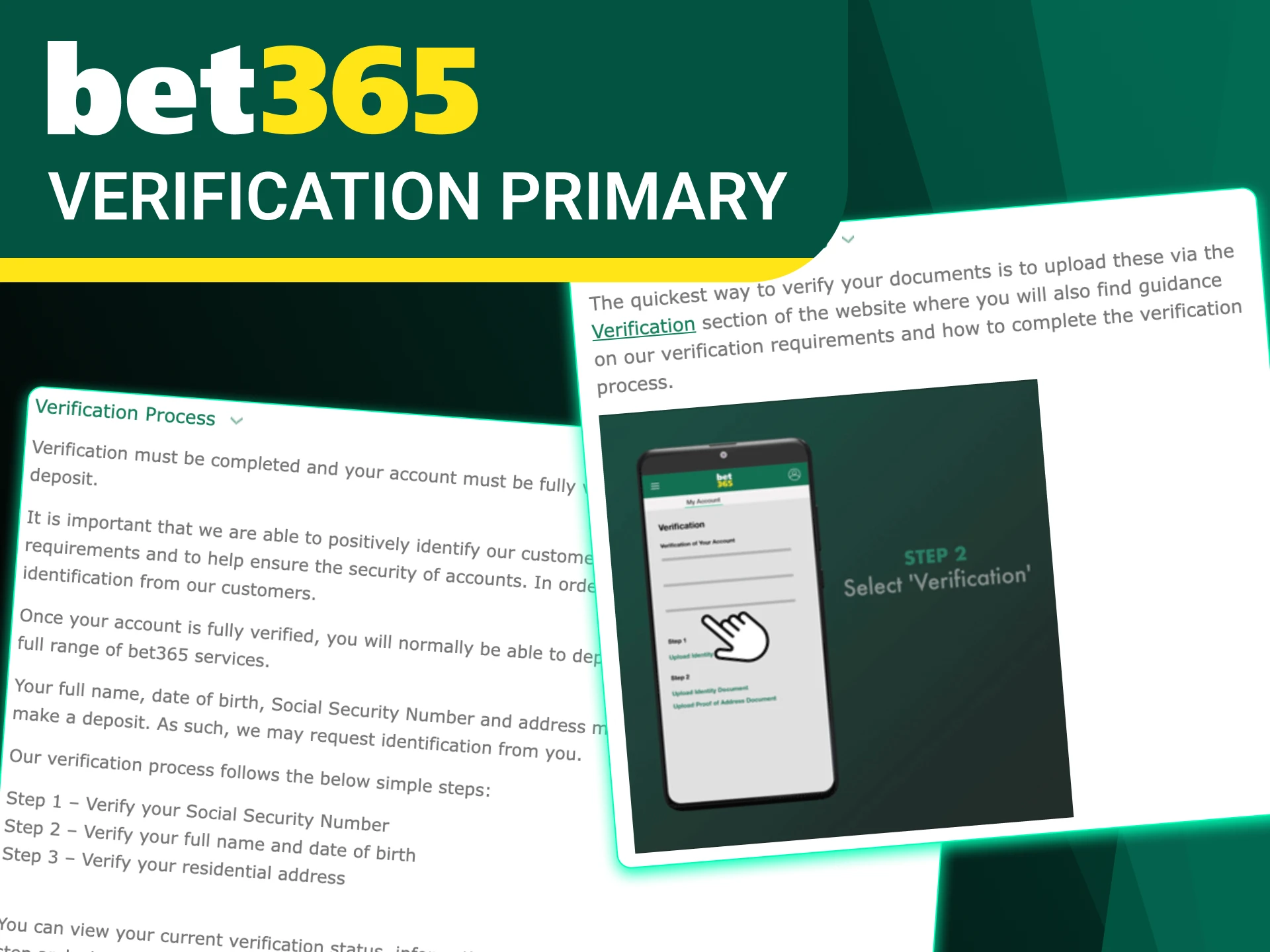 Fill in the required fields for verification at Bet365.