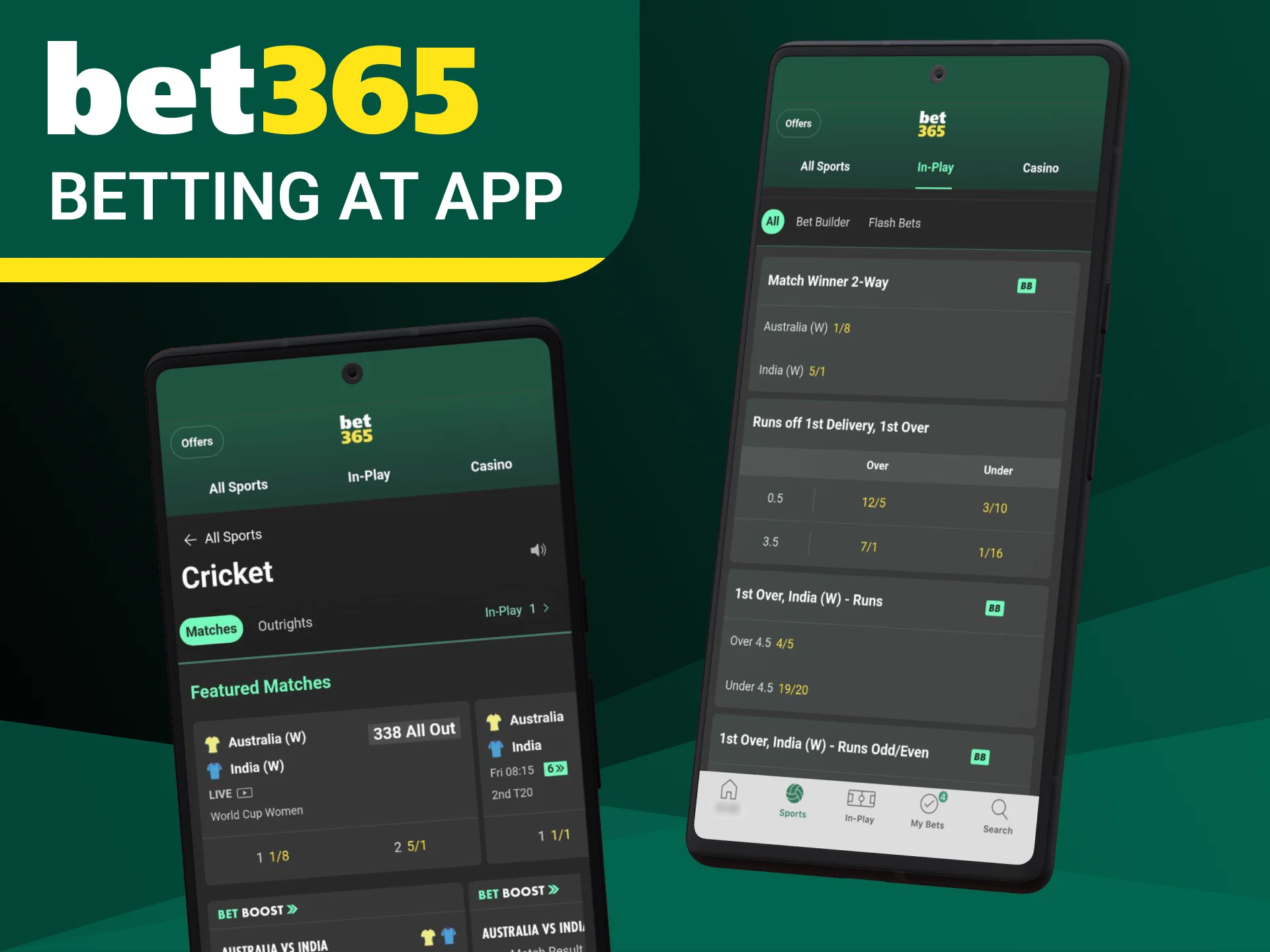Bet on cricket anytime and anywhere with the Bet365 mobile app.