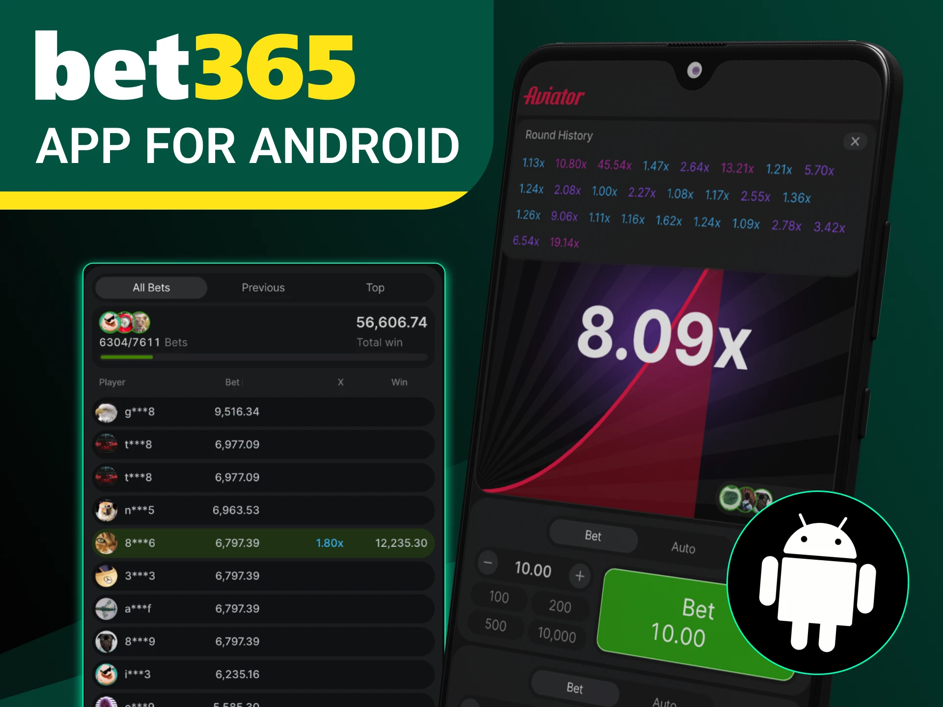 Players can download the Bet365 online casino app to their Android phone.