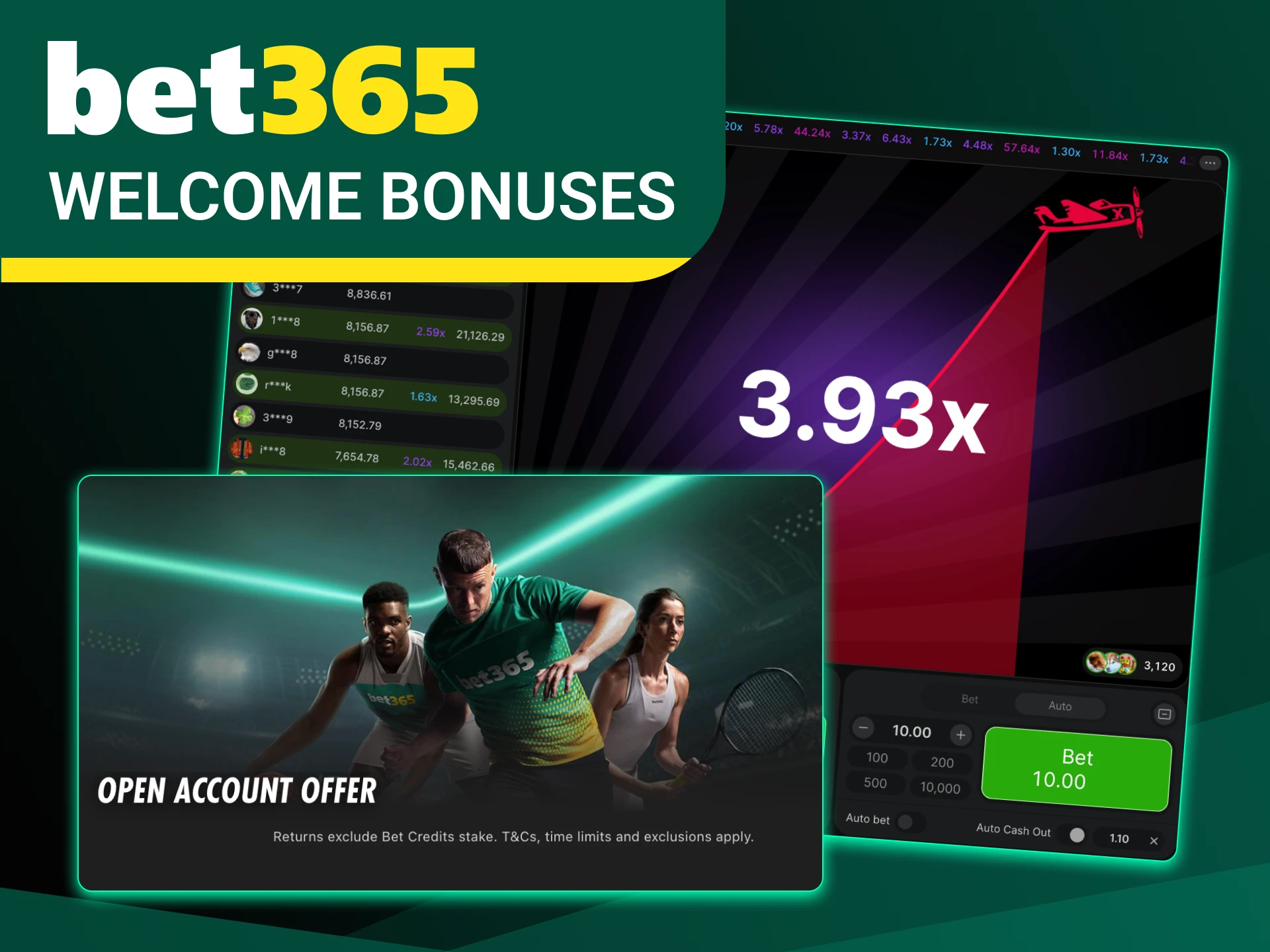Bet365 online casino offers a welcome bonus to its players.