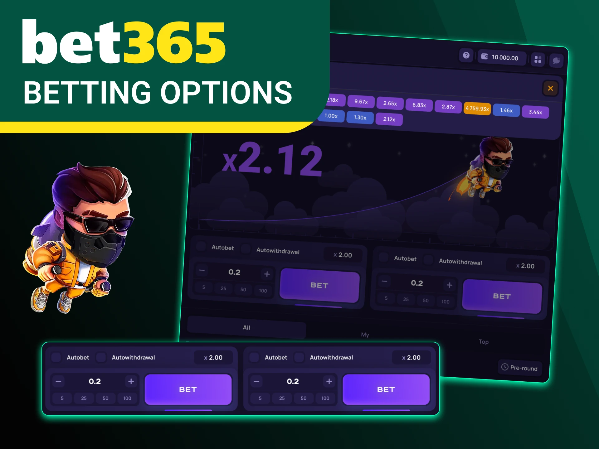 Place auto cash-out bets in the Lucky Jet game at Bet365 online casino.