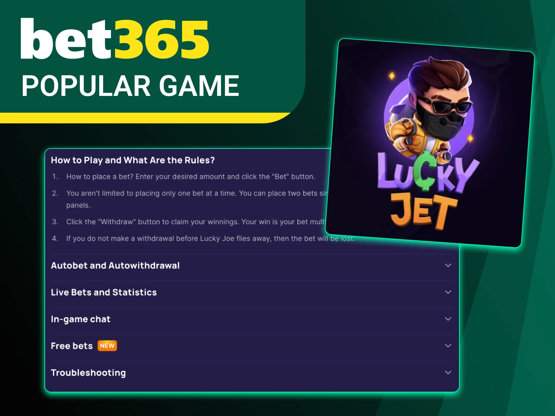 Increase your chances of winning with Lucky Jet at Bet365 online casino.