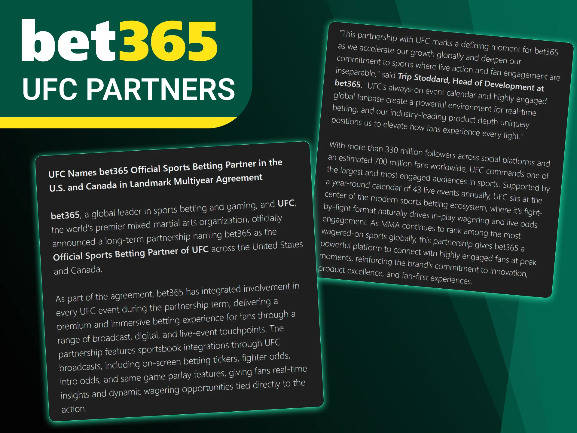 Details of the landmark multi-year agreement between UFC and Bet365.